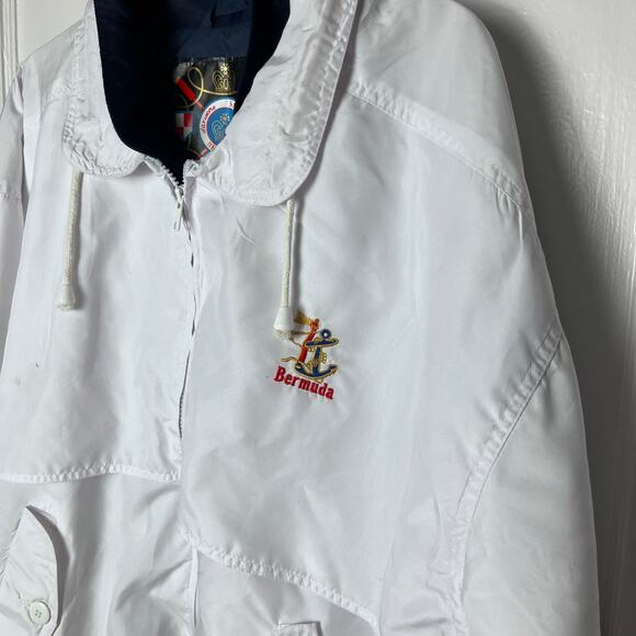 Vintage 90s Bermuda Sports White Windbreaker Jacket Size Unisex Small Nautical - Picture 2 of 12